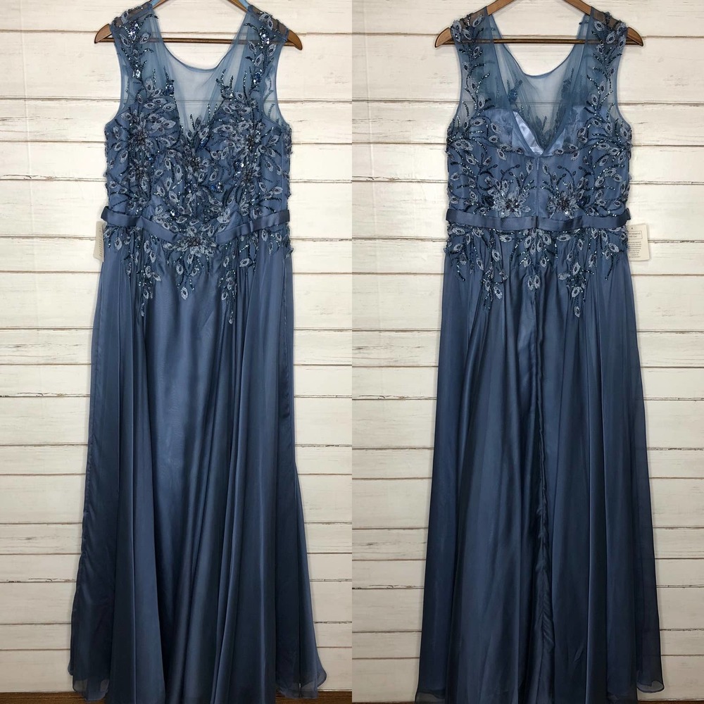 Marsoni By Colors Blue Embellished Floor Length Gown Dress Size 18